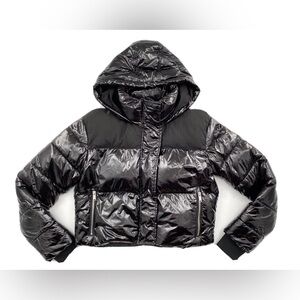 Bagatelle black cropped shiny puffer jacket size small